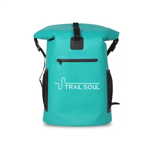 Trendy PVC Cooler Mesh Side Pockets Front Zipper Pocket Roll Top Dry Backpack Soft Insulated Cooler Bag