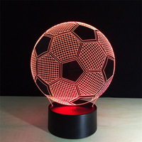 Lampe de bureau LED tactile 16 couleurs avec décor de football 3D Abat-jour en dôme ABS Alimentation CC Veilleuse et lampe de table d'ambiance