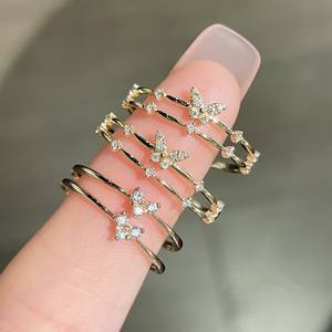 خواتم مناديل فاخرة من الذهب الخالص عيار 14 قيراط مع ألماس طبيعي حقيقي، هدية فاخرة على شكل فراشة، مجوهرات خواتم المناشف - Product Image 3