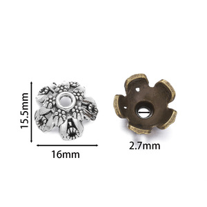 Cuentas espaciadoras de aleación de zinc con forma de flor pequeñas para hacer pulseras, mezcla de plata antigua y bronce, accesorio de joyería DIY - Product Image 2