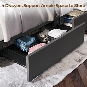 Đèn LED Giường Nền Với Tấm Đầu Giường Hiện Đại Khung Giường Giường Giường Bọc Giường Cỡ Lớn Bộ Đồ Nội Thất Phòng Ngủ Kèm Hộp Đựng - Product Image 6