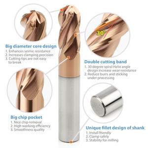 مطحنة نهاية الأنف الكروية ذات القطر الصغير من الكربيد HRC 55 ، 2 فلوت 6 ، 4 مطحنة نهاية الأنف القياسية - Product Image 5