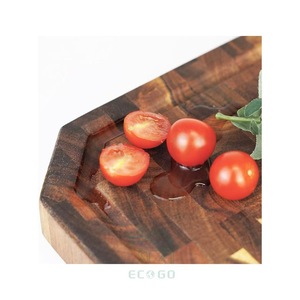 Tabla de cortar multifuncional ECO GO de madera de acacia grande, bloque de carnicero de grano final con ranura para jugos, asas reversibles, 100% reversible - Product Image 3