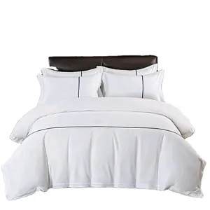 畅销优质最新设计200TC酒店100% 棉床单亚麻白色酒店床单