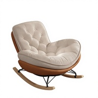 Ensemble de fauteuils à bascule en cuir moderne avec structure en bois pour salon d'appartement