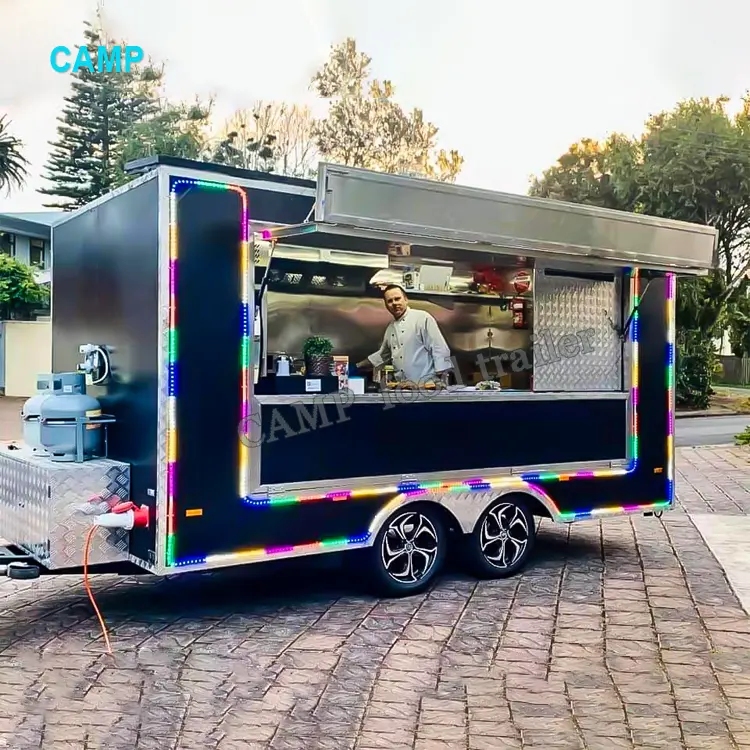 CAMP Food Van Truck cocina móvil remolque de comida usa estándar Comercial Street Food cart restaurante totalmente equipado