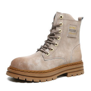 Bottines Martin en Faux Daim Gris, Bout Rond, Lacets, Semelle Extérieure en Caoutchouc Antidérapante, Semelle Intermédiaire en EVA, Toutes Saisons - Product Image 2