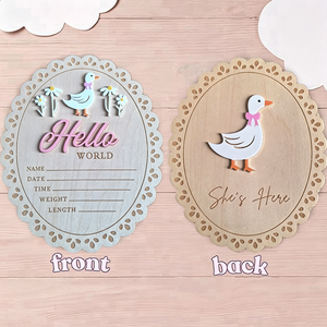 Uionen Plaque personnalisée en bois « Hello World » pour annonce de naissance, souvenir de naissance pour bébé fille ou garçon, cadeau commémoratif - Product Image 5