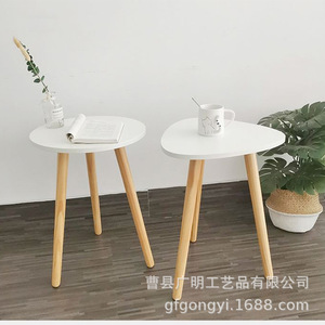 Mini table basse en bois, plateau rond 40x55 cm, table de chevet moderne et minimaliste pour chambre à coucher ou chambre de fille - Product Image 3