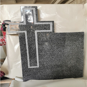 Monument de pierre tombale en forme de croix de style chinois moderne avec blocs de granit gris clair pour une utilisation au cimetière - Product Image 2