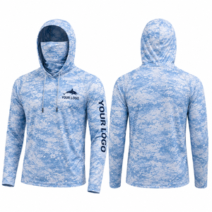 Chemise de pêche et de randonnée à manches longues personnalisée, 88 % polyester, 12 % élasthanne, avec masque, cache-cou anti-UV et capuche, vêtements de pêche - Product Image 2
