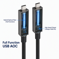 Câble de charge USB Type-C vers Type-C AOC à fibre optique, haute vitesse 10 Gbit/s, 100 W PD, vidéo 8K, longue portée, toutes fonctions, 5 m/15 m
