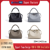 Sac fourre-tout de luxe pour femme - Cuir véritable, fermeture éclair, antivol et imperméable, violet, 29x11x21cm, marque OEM/ODM pour B2B