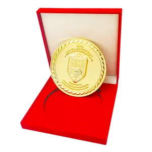 Oneway थोक कस्टम स्मारिका उपहार मखमल धातु स्वर्ण पदक बॉक्स कस्टम तामचीनी स्मारिका का सिक्का