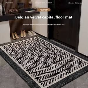 Tapis carré imprimé en imitation sisal fabriqué à la machine, élégant, antidérapant, en polyester, 1,5 mm d'épaisseur, style moderne et simple, tapis de sol, paillasson - Product Image 3