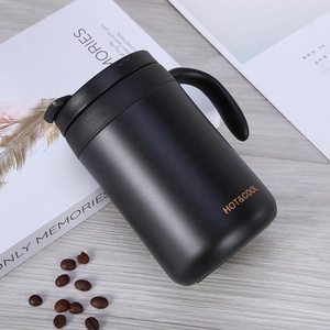 Mug à café isotherme en acier inoxydable 304 à double paroi pour les voyages en plein air, le bureau, avec poignée, couleur noire, 350 ml, 500 ml - Product Image 3