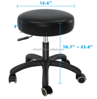 Tabouret roulant réglable en hauteur avec roulettes, pivotant à 360°, chaise rembourrée en cuir robuste, design pliable pour bureau, clinique, magasin