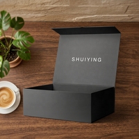 Caja de Lujo con Logotipo Personalizado, Cierre Magnético, Papel Rígido, Cartón Negro, Caja Magnética para Zapatos, Ropa, Embalaje de Regalo