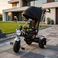 Tricycle bébé 4 en 1 avec grandes lumières, homologué CE, poussette-tricycle pliable pour enfants, vélo à pousser