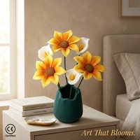 Vase en céramique fait main de 30 cm pour arrangement floral, marguerite verte mate, fleur éternelle, décoration de bureau personnalisée OEM, luxueuse pour anniversaire