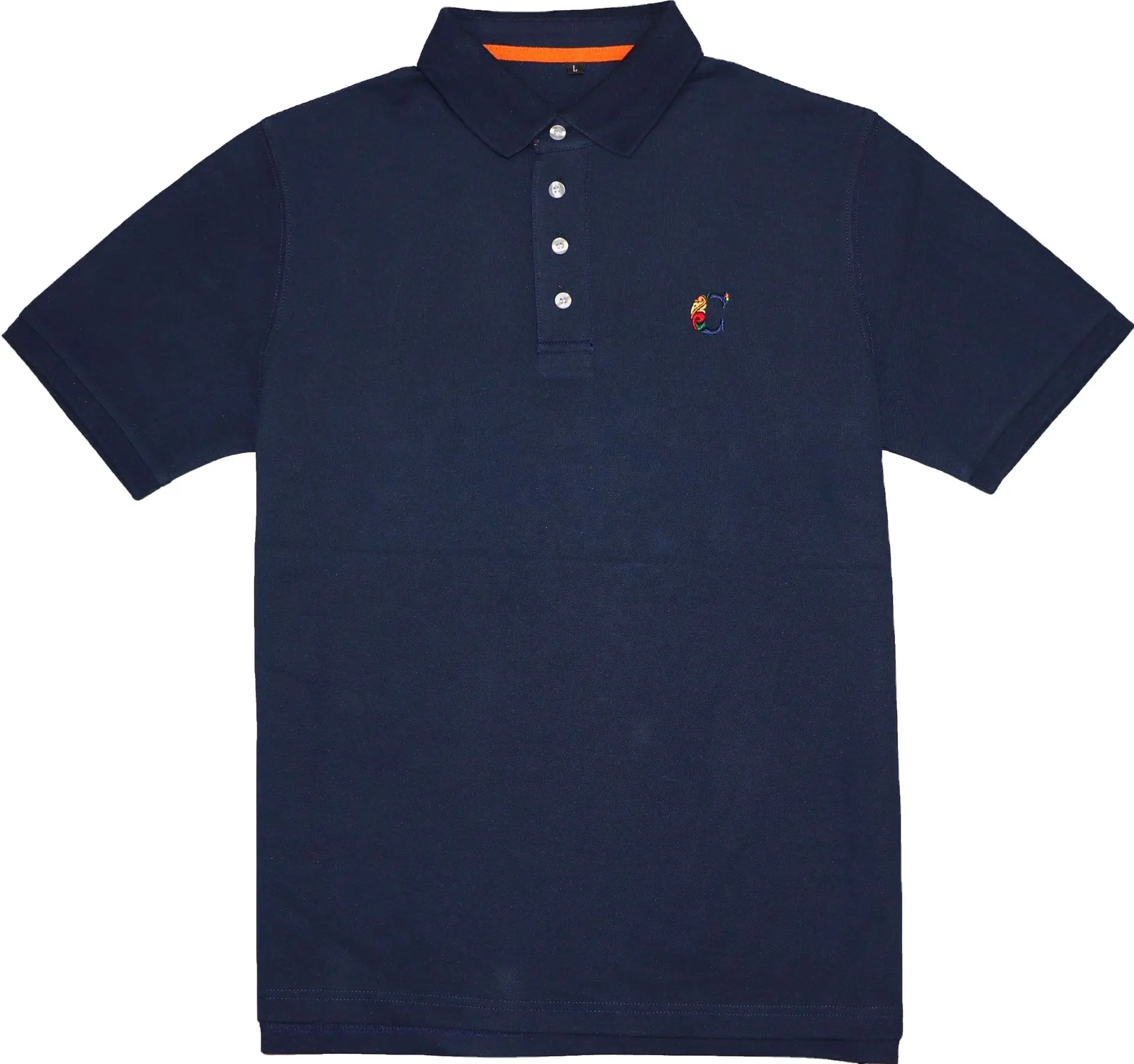 The New 2021 Mens Tshirt Polo 100% Cotton Custom Embroidery Sport Shirt Turn Down Collar Navy Blue