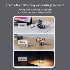 4 in 1 Magnetic Foldable Alloy <b>Wireless</b> Charger <b>Lamp</b> & Night Light with Type-C Fast Charging Portable <b>Wireless</b> Charging Station - Product Image 6