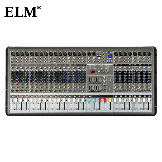 ELM PMR2460 Power Mixer Amplifier 24-Channel 650W*2 USB Interface Digital Echo Mixer 7-Band EQ Metal Construction