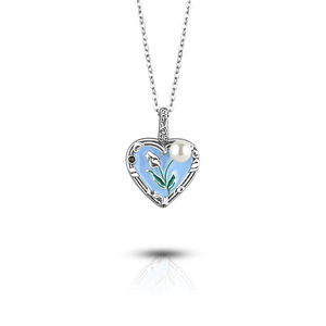 Collar de esmalte de plata 925 con corazón inspirado en Art Deco, cuentas micropavé, joyería informal de negocios, diseño de <span class=keywords><strong>cierre</strong></span> de anillo de primavera - Product Image 2
