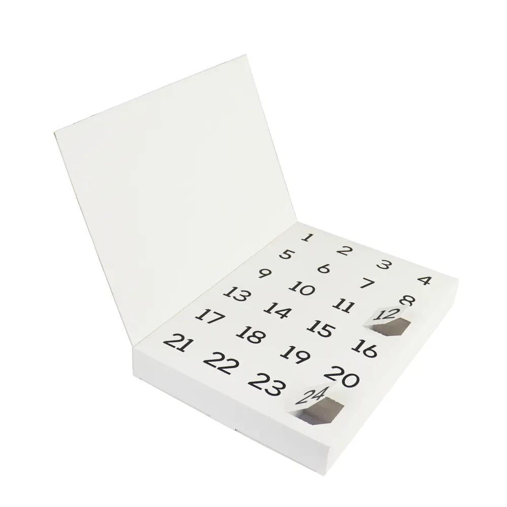 Caja de calendario de Adviento con forma de libro reciclada, papel de té artesanal, 24 días, nuevo diseño