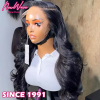 Nouvelle perruque sans colle NewWave HD en cheveux vierges vietnamiens, double épaisseur, ondulée, avec dentelle frontale, luxe original pour femmes noires