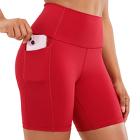 Shorts de yoga taille haute avec couture avant, shorts de yoga moulants rehausseurs de fessiers, séchage rapide, respirants, coupe ajustée, poches latérales, shorts de sport