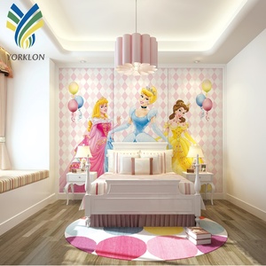 YKMK 0001 Décoration de chambre d'enfant, <span class=keywords><strong>papier</strong></span> <span class=keywords><strong>peint</strong></span> de personnage de dessin animé, <span class=keywords><strong>papier</strong></span> <span class=keywords><strong>peint</strong></span> de princesse <span class=keywords><strong>pastel</strong></span>, moderne, produit 100% personnalisé, 5 ans - Product Image 1