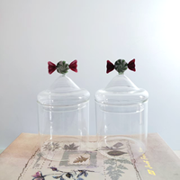 Bocal à bonbons en verre borosilicaté transparent soufflé à la main avec couvercle Boîte de rangement unique pour le stockage quotidien des aliments dans la cuisine