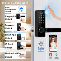 Serrure intelligente avec application Tuya, reconnaissance faciale 3D, interphone vidéo WiFi, empreinte digitale, reconnaissance de la veine palmaire, caméra intelligente
