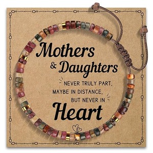 Pulsera de cuentas de piedra natural curativa de 4mm hecha a mano, regalo único de <span class=keywords><strong>cumpleaños</strong></span> para el día de la madre, corazón trenzado de acero inoxidable para hijas - Product Image 3