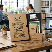 XJY, venta al por mayor, respetuoso con el medio ambiente, logotipo impreso personalizado, Marrón cartón, papel Kraft, carpetas abiertas para el vientre, forro de esponja en relieve