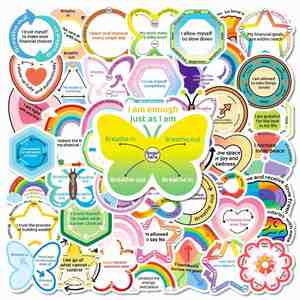สติกเกอร์กราฟฟิตีการ์ตูนธีมสายรุ้งใหม่ 56 ชิ้นที่ให้ความรู้สึกผ่อนคลายและมีข้อความภาษาอังกฤษ - Product Image 1