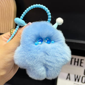 Ciondolo per Borsa a Forma di Gelato in Pelliccia di Coniglio Rex, Portachiavi, Ornamento Morbido e Divertente - Product Image 5