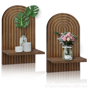 Wooden Wall <b>Shelf</b> Geometric Design Wall Mounted Storage Display <b>Rack</b> For Home Decor - Product Image 2