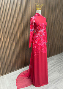 Robe de soirée longue en soie de luxe pour femmes, manches longues, élégante, tissu doux de qualité supérieure - Product Image 3
