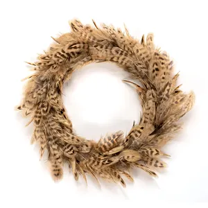 Бесплатный образец натурального фазана перо венок для украшения Рождественские декоративные цветы венки