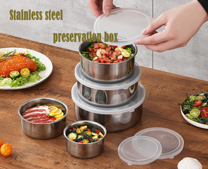 Việt Nam Hot 5 cái <span class=keywords><strong>Stackable</strong></span> thép không gỉ Crisper bát đặt <span class=keywords><strong>container</strong></span> thực phẩm với nắp nhựa - Product Image 6