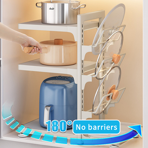Kitchen Adjustable Metal Pot Organizer Racks Round Multifunctional Mobile <strong>air</strong> <strong>Fryer</strong> Storage Rack Cover Lid Drain Organizer <strong>Shelf</strong> - Product Image 5