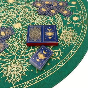 Tapis de jeu rond anti-plis pour tuiles de Mahjong, cartes de poker, protection de table de bridge avec côtés cousus - Product Image 3