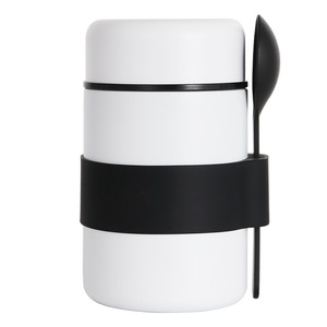 Stainless Steel Insulated Water Bottle Mini Vacuum Flask 300Ml Travel Use With Spoon Orange Band - Product Image 4