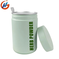 Boîte cylindrique en étain pour poudre d'herbes de qualité alimentaire personnalisée, boîte à thé en métal ronde, emballage hermétique, boîte à thé en métal