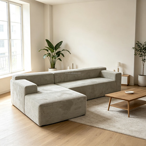 Divano Componibile Angolare a 2 Pezzi in Tessuto Corduroy con Rivestimento Rimovibile per Appartamenti e Showroom - Product Image 3