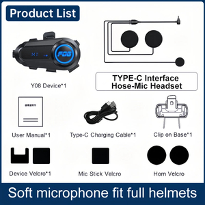 Auriculares para Casco de Motocicleta Y08, con Reproductor MP3, Reducción de Ruido, Pantalla LCD, Función de Compartir Música para Motociclismo - Product Image 3