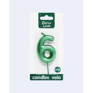 Vela de Cumpleaños Número 6 Verde Party Love de 6 cm - Product Image 2