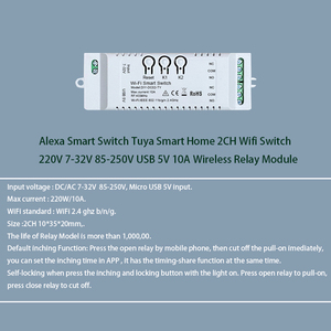 DC 5V 12V 24V 32V 2 canali WIFI Tuya <span class=keywords><strong>Smart</strong></span> Life Motor Controller casa intelligente, RF433 telecomando, 2CH relè impulso per Alexa Google Alice - Product Image 3